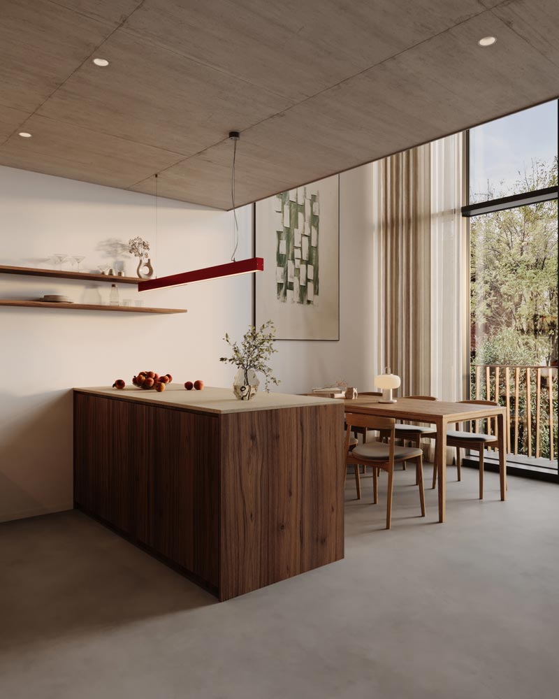 Kailoft---Open-Living-at-its-Best--Küche-mit-Blick-in-den-Innenhof Optional gibt es 4 Jahre Gratis-Parken in<br />
der Blauen Zone. Außerdem: perfekte Anbindung<br />
an Bus, Bim, Rad und Sharing-Angebote.